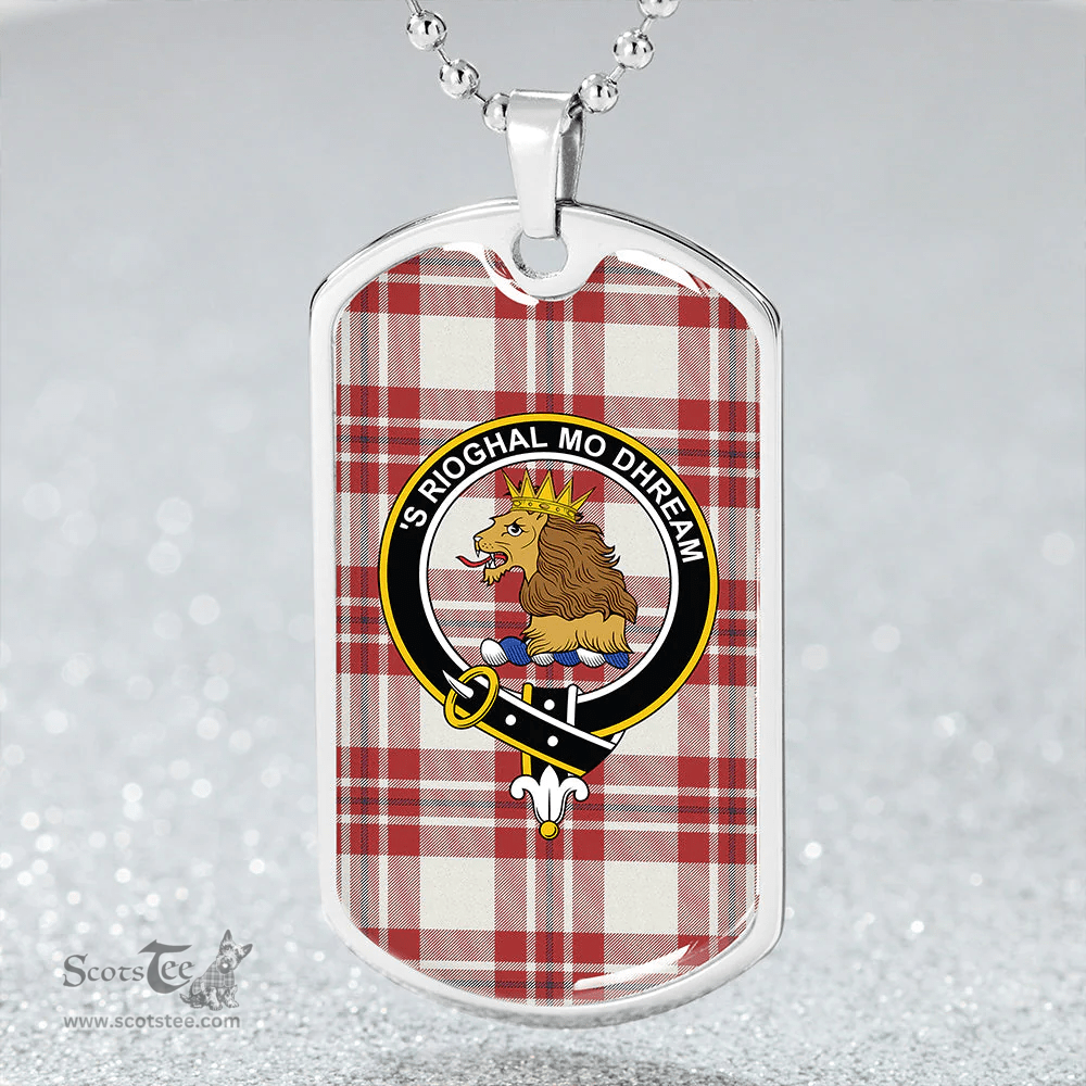 ScottishPlaid MacGregor Dress Red (Gregor Dress Red) Weathered Clan Tartan Dog Tag Necklace - Crest Classic Scottish Plaid Tartan Plaid
