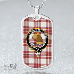 ScottishPlaid MacGregor Dress Red (Gregor Dress Red) Weathered Clan Tartan Dog Tag Necklace - Crest Classic Scottish Plaid Tartan Plaid