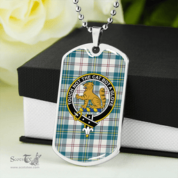 ScottishPlaid MacPherson Dress Blue Modern Clan Tartan Dog Tag Necklace - Crest Classic Scottish Plaid Tartan Plaid