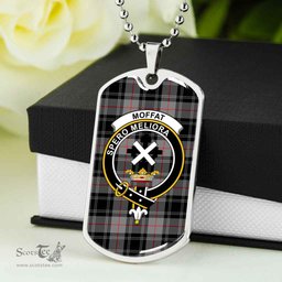 Scottish Moffat Clan Tartan Dog Tag Necklace - Crest Classic Scottish Plaid Tartan Plaid
