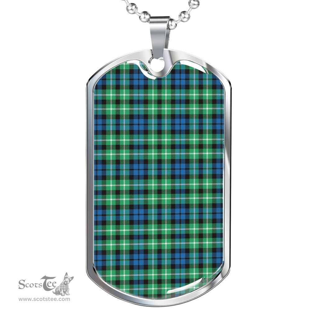 Scottish Graham of Montrose Ancient Clan Tartan Dog Tag Necklace - Classic Scottish Plaid Tartan Plaid