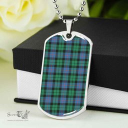 Scottish Morrison Ancient Clan Tartan Dog Tag Necklace - Classic Scottish Plaid Tartan Plaid