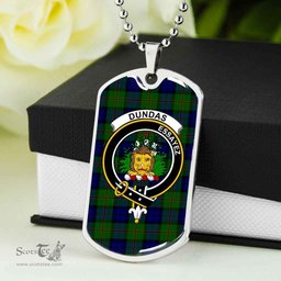 Scottish Dundas Clan Tartan Dog Tag Necklace - Crest Classic Scottish Plaid Tartan Plaid