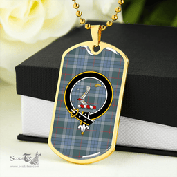 ScottishPlaid Thorburn (Thurburn) Weathered Clan Tartan Dog Tag Necklace - Crest Classic Scottish Plaid Tartan Plaid