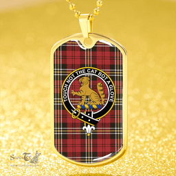 ScottishPlaid MacPherson of Cluny Red Weathered Clan Tartan Dog Tag Necklace - Crest Classic Scottish Plaid Tartan Plaid