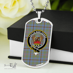 ScottishPlaid Snodgrass Weathered Clan Tartan Dog Tag Necklace - Crest Classic Scottish Plaid Tartan Plaid