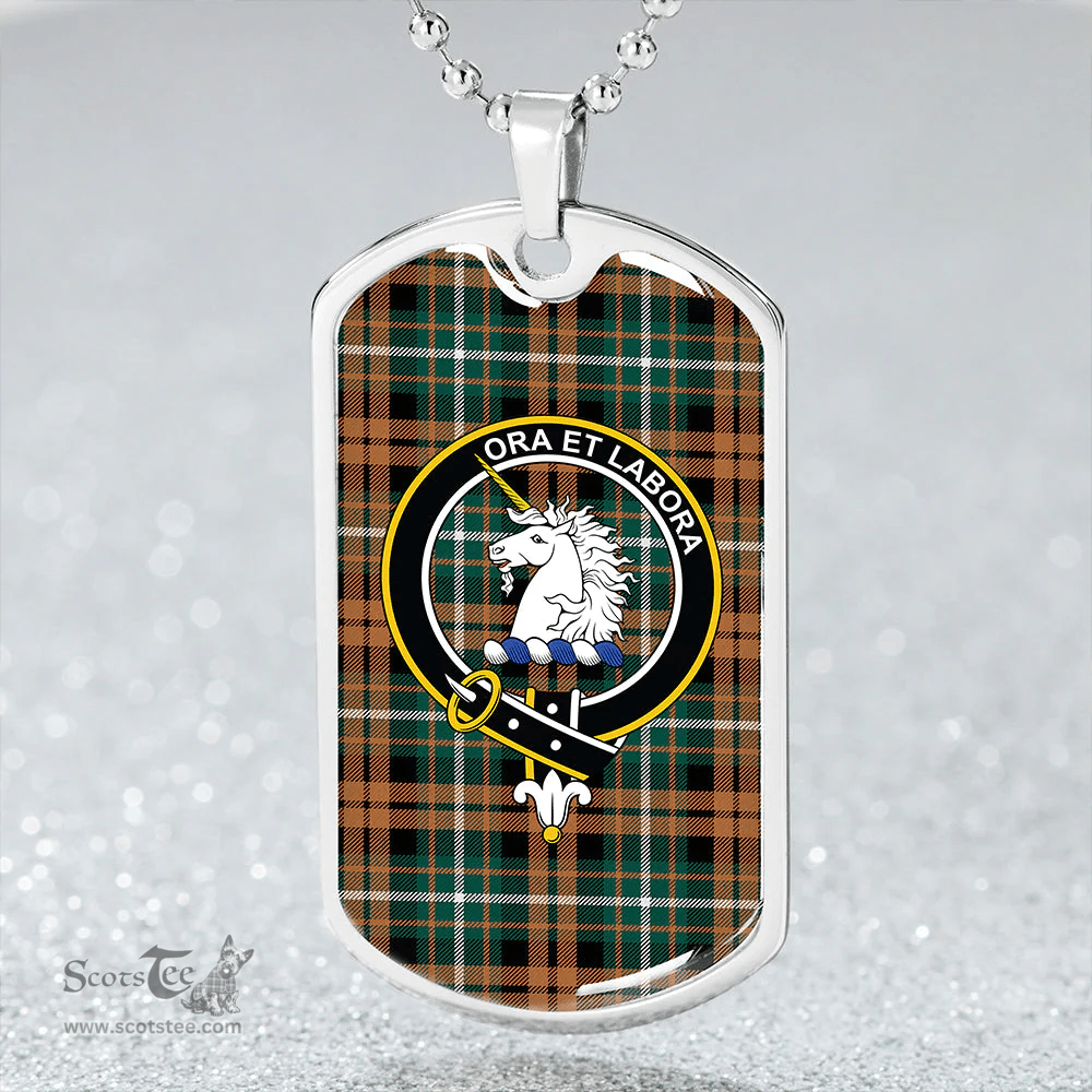 ScottishPlaid Ramsay Orange Modern Clan Tartan Dog Tag Necklace - Crest Classic Scottish Plaid Tartan Plaid