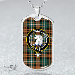 ScottishPlaid Ramsay Orange Modern Clan Tartan Dog Tag Necklace - Crest Classic Scottish Plaid Tartan Plaid