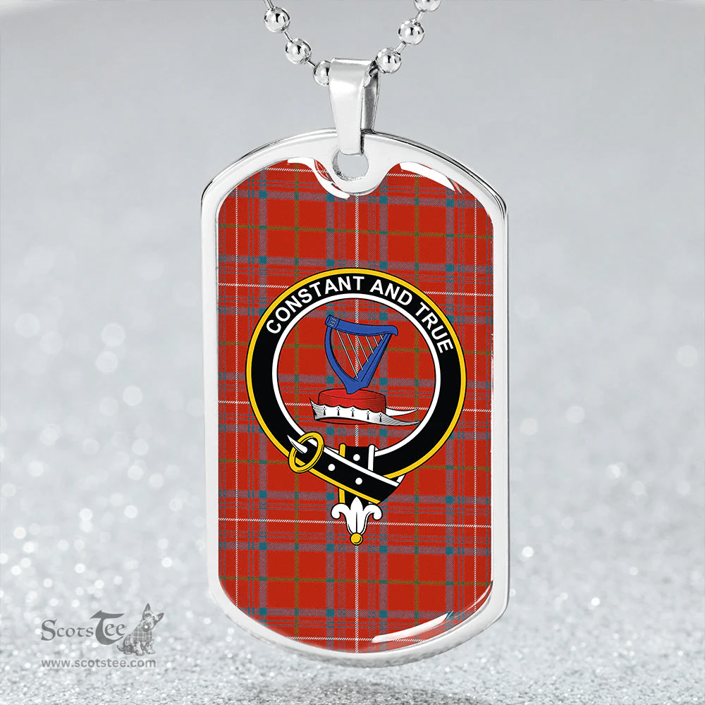 ScottishPlaid Rose Ancient Clan Tartan Dog Tag Necklace - Crest Classic Scottish Plaid Tartan Plaid