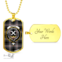 Scottish Moffat Clan Tartan Dog Tag Necklace - Crest Classic Scottish Plaid Tartan Plaid