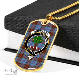 Scottish Anderson Clan Tartan Dog Tag Necklace - Crest Classic Scottish Plaid Tartan Plaid