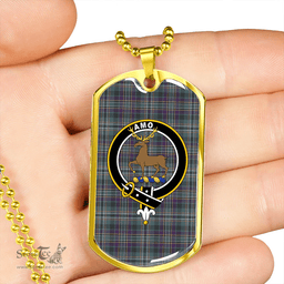 ScottishPlaid Scott Hunting #2 Weathered Clan Tartan Dog Tag Necklace - Crest Classic Scottish Plaid Tartan Plaid