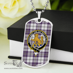ScottishPlaid MacPherson Dress Royal Blue #2 Weathered Clan Tartan Dog Tag Necklace - Crest Classic Scottish Plaid Tartan Plaid