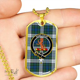 ScottishPlaid Sutherland Dress Ancient Clan Tartan Dog Tag Necklace - Crest Classic Scottish Plaid Tartan Plaid