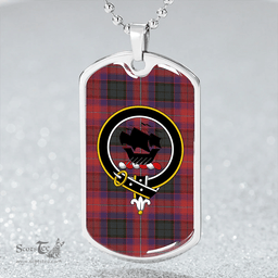 ScottishPlaid MacInroy Rattray Weathered Clan Tartan Dog Tag Necklace - Crest Classic Scottish Plaid Tartan Plaid