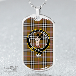 ScottishPlaid Thomson Camel #3 (Thompson Camel #3) Ancient Clan Tartan Dog Tag Necklace - Crest Classic Scottish Plaid Tartan Plaid