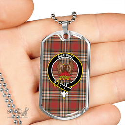 ScottishPlaid MacGill Weathered Clan Tartan Dog Tag Necklace - Crest Classic Scottish Plaid Tartan Plaid