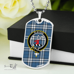 ScottishPlaid MacLintock #2 Modern Clan Tartan Dog Tag Necklace - Crest Classic Scottish Plaid Tartan Plaid