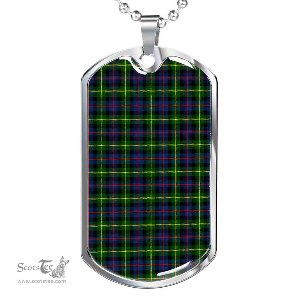 Scottish Farquharson Modern Clan Tartan Dog Tag Necklace - Classic Scottish Plaid Tartan Plaid