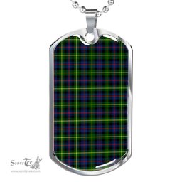 Scottish Farquharson Modern Clan Tartan Dog Tag Necklace - Classic Scottish Plaid Tartan Plaid