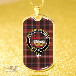 ScottishPlaid MacDonald Sir John A (Donald Sir John A) Weathered Clan Tartan Dog Tag Necklace - Crest Classic Scottish Plaid Tartan Plaid