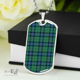 Scottish Armstrong Ancient Clan Tartan Dog Tag Necklace - Classic Scottish Plaid Tartan Plaid