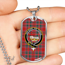 ScottishPlaid MacDonald of Lochmaddy (Donald of Loch Mhaddy) Modern Clan Tartan Dog Tag Necklace - Crest Classic Scottish Plaid Tartan Plaid