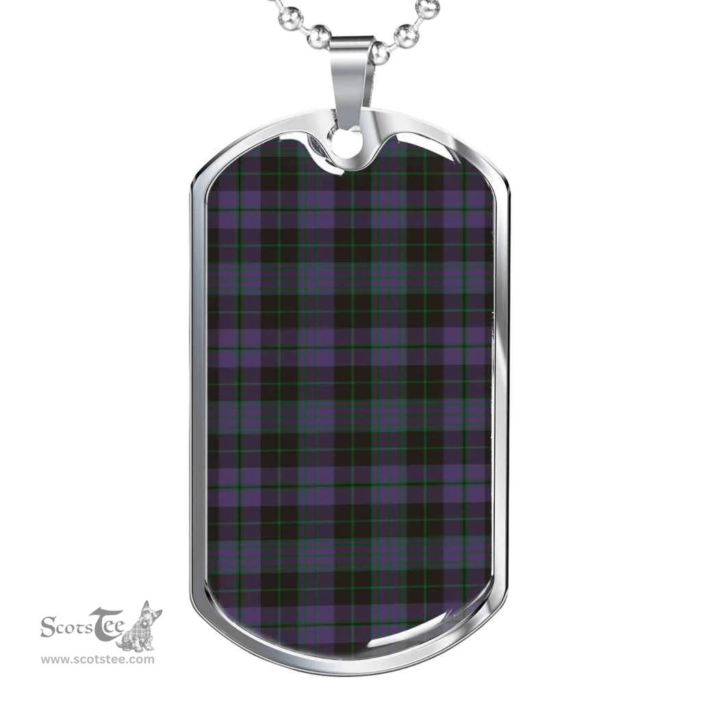 Scottish Clergy Green Clan Tartan Dog Tag Necklace - Classic Scottish Plaid Tartan Plaid