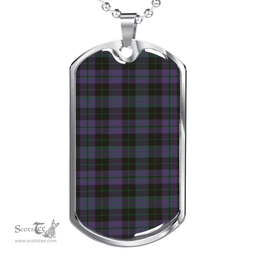 Scottish Clergy Green Clan Tartan Dog Tag Necklace - Classic Scottish Plaid Tartan Plaid
