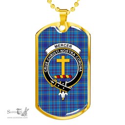 Scottish Mercer Clan Tartan Dog Tag Necklace - Crest Classic Scottish Plaid Tartan Plaid