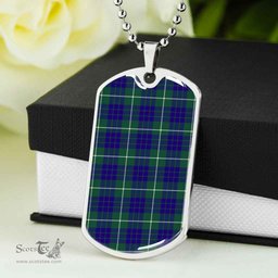 Scottish Hamilton Hunting Modern Clan Tartan Dog Tag Necklace - Classic Scottish Plaid Tartan Plaid