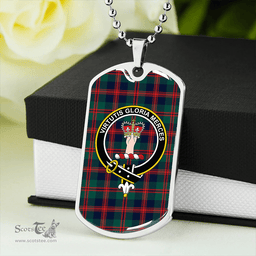 ScottishPlaid Robertson of Struan Modern Clan Tartan Dog Tag Necklace - Crest Classic Scottish Plaid Tartan Plaid