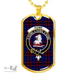 Scottish Home (or Hume) Clan Tartan Dog Tag Necklace - Crest Classic Scottish Plaid Tartan Plaid