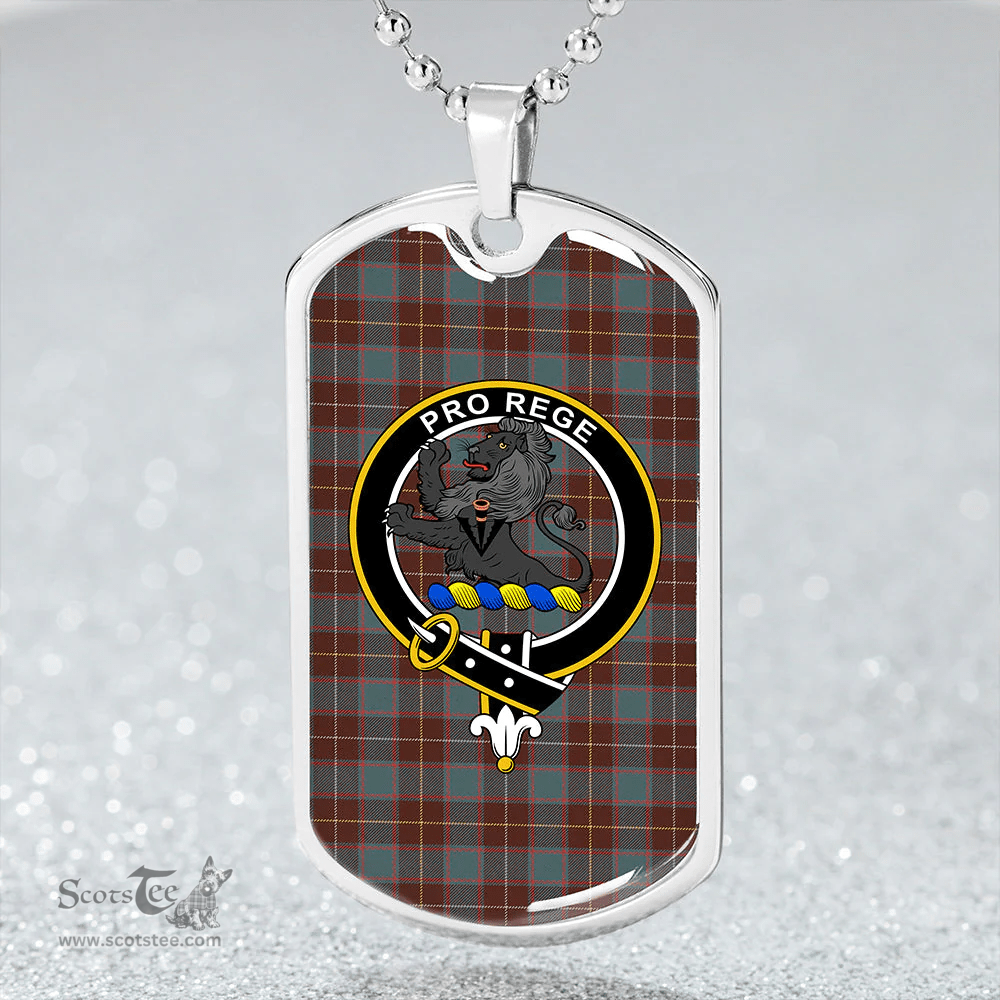 ScottishPlaid MacFie Hunting (MacPhee Hunting) Weathered Clan Tartan Dog Tag Necklace - Crest Classic Scottish Plaid Tartan Plaid