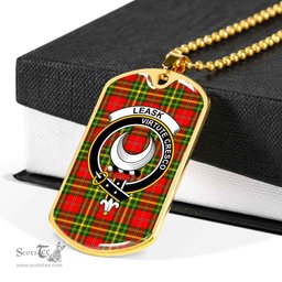 Scottish Leask Clan Tartan Dog Tag Necklace - Crest Classic Scottish Plaid Tartan Plaid