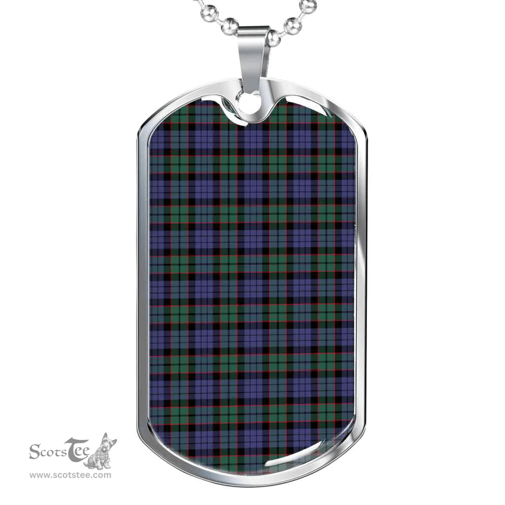 Scottish Fletcher Modern Clan Tartan Dog Tag Necklace - Classic Scottish Plaid Tartan Plaid