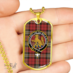 ScottishPlaid MacPherson of Cluny Red Weathered Clan Tartan Dog Tag Necklace - Crest Classic Scottish Plaid Tartan Plaid