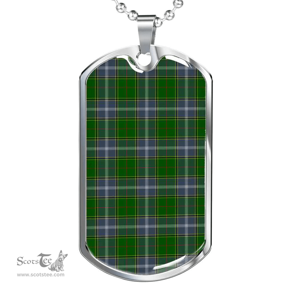 Scottish Pringle Clan Tartan Dog Tag Necklace - Classic Scottish Plaid Tartan Plaid