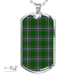 Scottish Pringle Clan Tartan Dog Tag Necklace - Classic Scottish Plaid Tartan Plaid