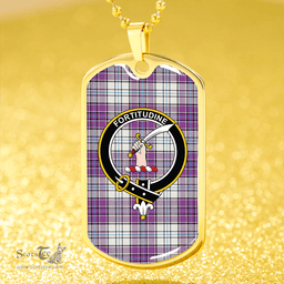 ScottishPlaid MacRae Purple Dress Modern Clan Tartan Dog Tag Necklace - Crest Classic Scottish Plaid Tartan Plaid