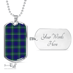 Scottish Hamilton Hunting Modern Clan Tartan Dog Tag Necklace - Classic Scottish Plaid Tartan Plaid