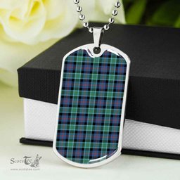 Scottish MacTaggart Ancient Clan Tartan Dog Tag Necklace - Classic Scottish Plaid Tartan Plaid