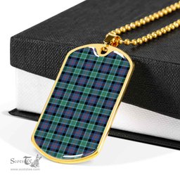 Scottish MacTaggart Ancient Clan Tartan Dog Tag Necklace - Classic Scottish Plaid Tartan Plaid