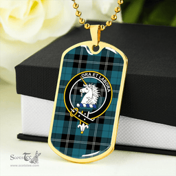 ScottishPlaid Ramsay Blue Ancient Clan Tartan Dog Tag Necklace - Crest Classic Scottish Plaid Tartan Plaid