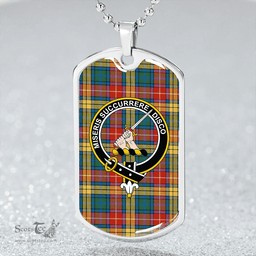ScottishPlaid MacMillan #2 Ancient Clan Tartan Dog Tag Necklace - Crest Classic Scottish Plaid Tartan Plaid