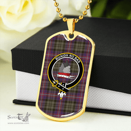 ScottishPlaid MacNeil of Colonsay (MacNeil of Barra of Colonsay) (Highland Society of London) Weathered Clan Tartan Dog Tag Necklace - Crest Classic Scottish Plaid Tartan Plaid