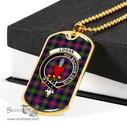 Scottish Logan Clan Tartan Dog Tag Necklace - Crest Classic Scottish Plaid Tartan Plaid