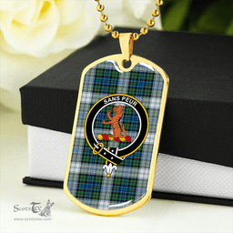 ScottishPlaid Sutherland Dress Ancient Clan Tartan Dog Tag Necklace - Crest Classic Scottish Plaid Tartan Plaid