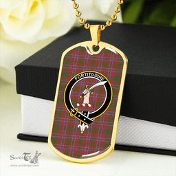 ScottishPlaid MacRae Ancient Clan Tartan Dog Tag Necklace - Crest Classic Scottish Plaid Tartan Plaid