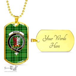 Scottish Boyle Clan Tartan Dog Tag Necklace - Crest Classic Scottish Plaid Tartan Plaid